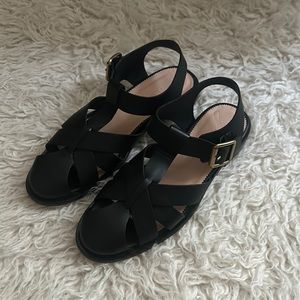 J. Crew Fisherman Sandals, Black, 8.5 (Like New)
